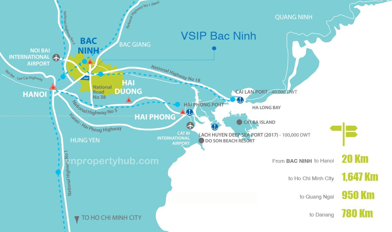 Vị trí dự án Khu công nghiệp VSIP Bắc Ninh