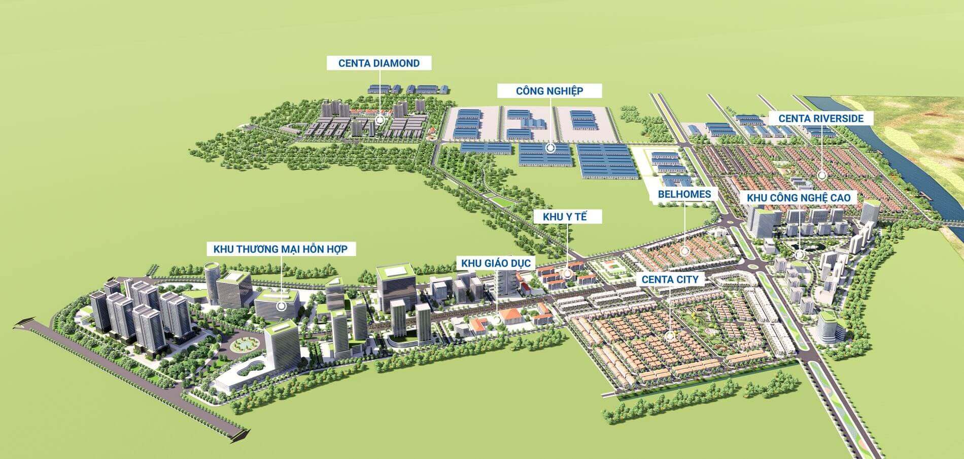 Dự án Centa Bắc Ninh chia làm 6 phân khu thương mại 