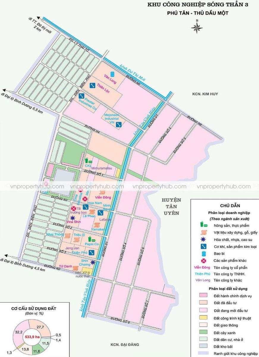 Bản đồ quy hoạch dự án Khu công nghiệp Sóng Thần 3