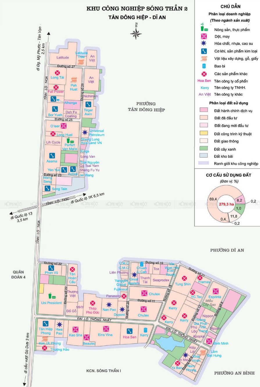 Bản đồ quy hoạch dự án Khu công nghiệp Sóng Thần 2