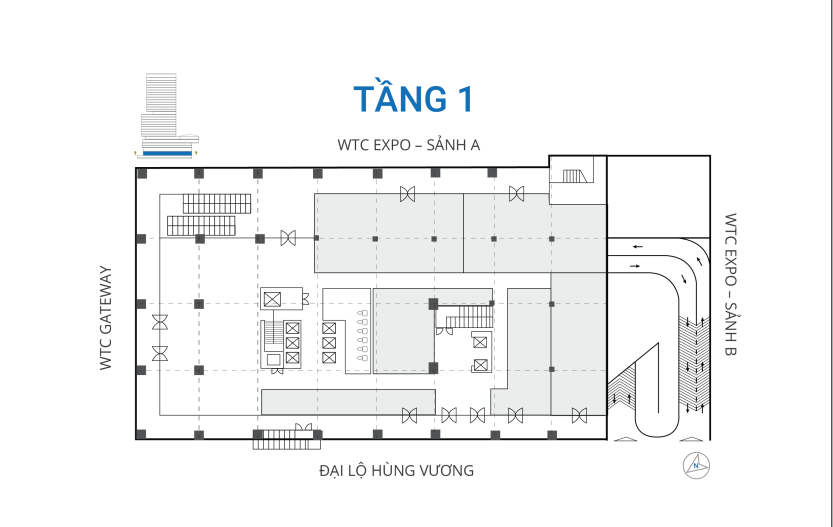 Sơ đồ mặt bằng tầng 1- 2 tòa nhà WTC Tower